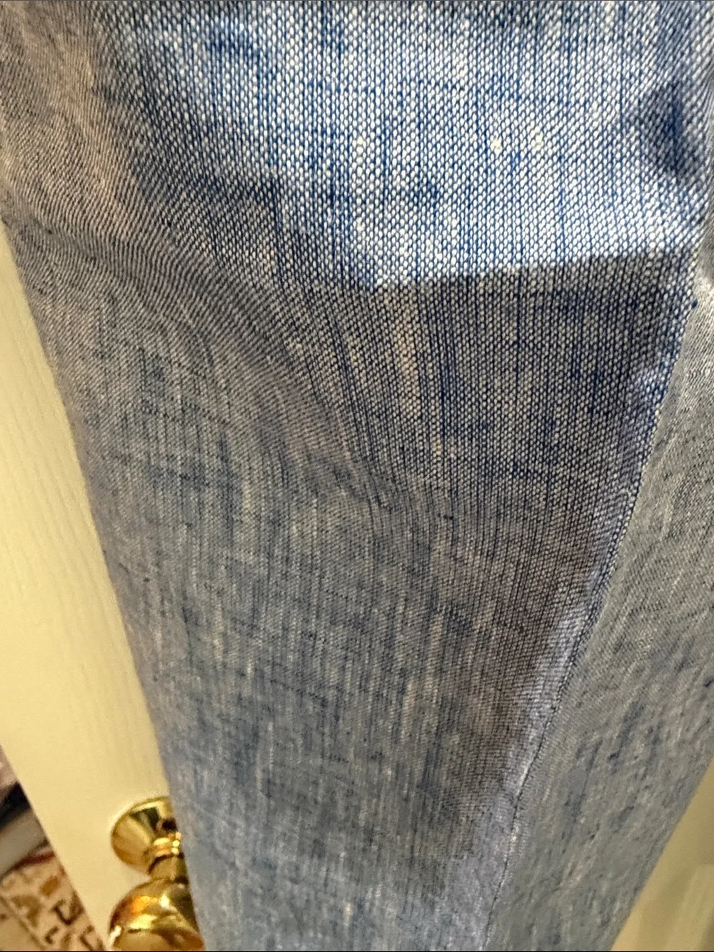 TALLIA linen Light Blue Chinos with Cream Piping